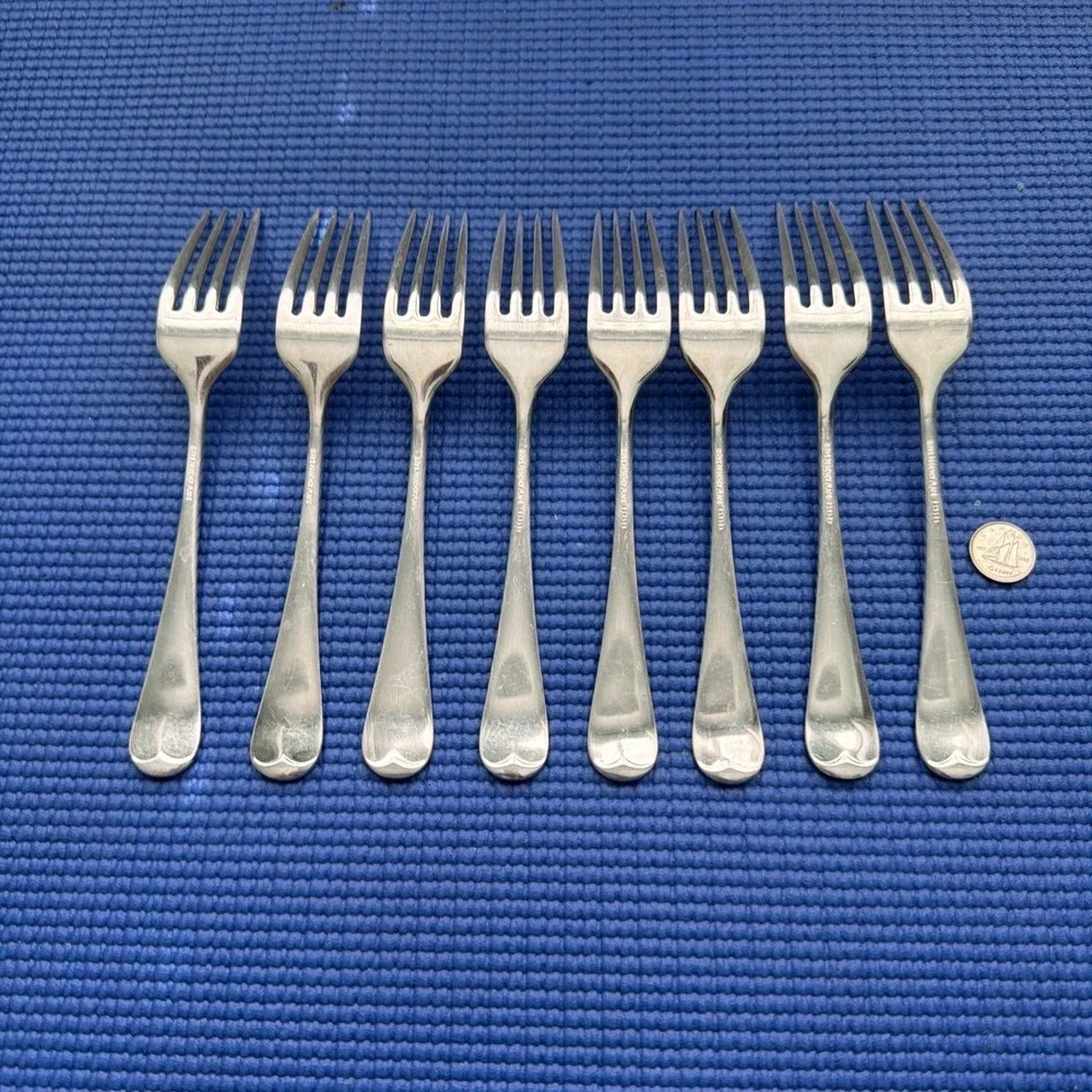 Vintage Birks Regency Plate Queen Mary - silverplate, Set 8 Luncheon Forks 7